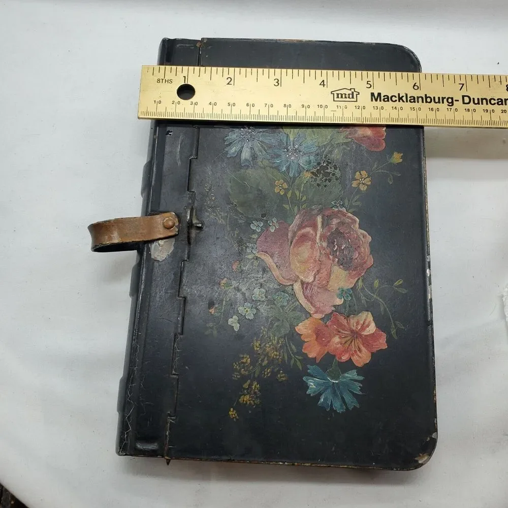 Antique‎ Vintage Tole Painted~Rose Cottage Design Crumb Catcher~Silent Butler